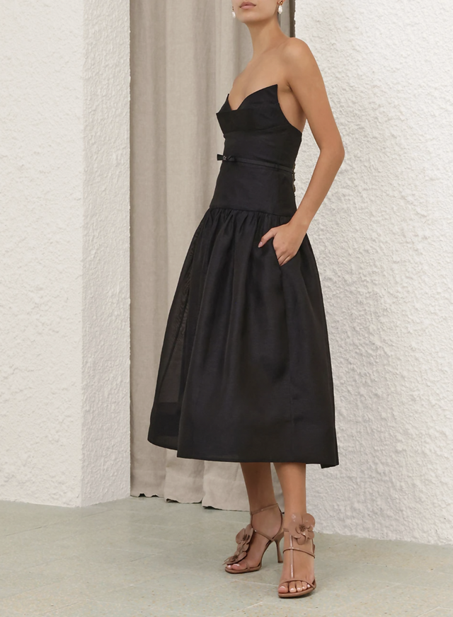 Zimmermann Rebellion Fitted Picnic Dress black size 3/AU14 - Midi Dress