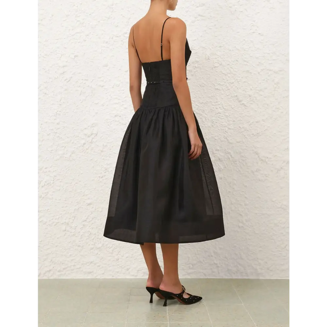 Zimmermann Rebellion Fitted Picnic Dress in Black - Dresses
