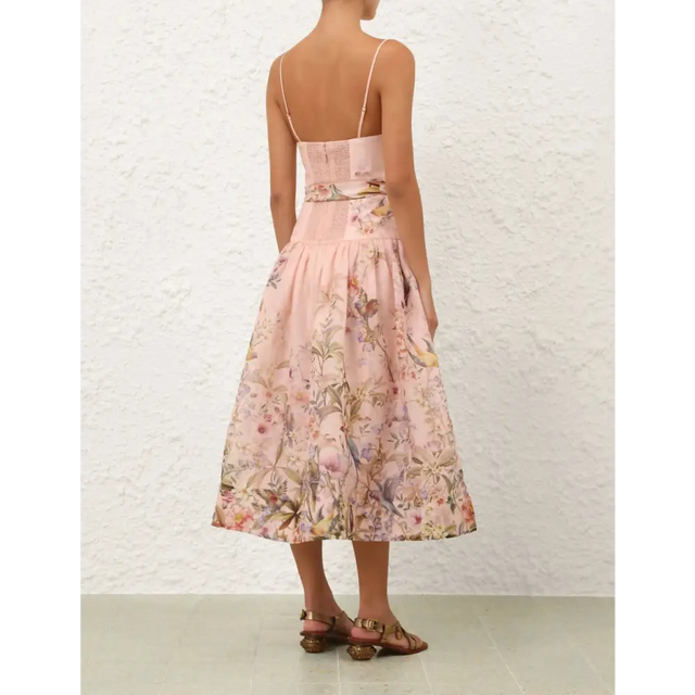Zimmermann Rebellion Fitted Picnic Dress in Pink Aviary - 12 / Pink - Dresses
