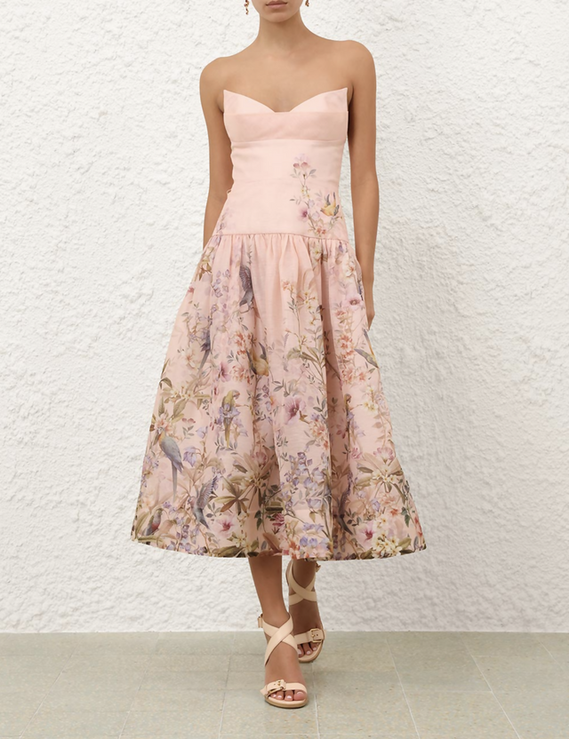 Zimmermann Rebellion Fitted Picnic Dress pink size 3 / AU 14 - Midi Dress