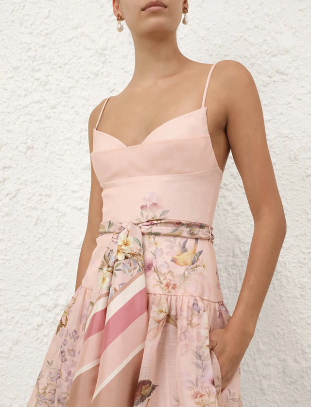 Zimmermann Rebellion Fitted Picnic Dress pink size 3 / AU 14 - Midi Dress