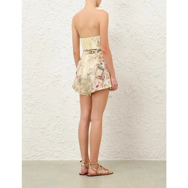 Zimmermann Rebellion Fitted Playsuit in Lemon Aviary - Playsuits