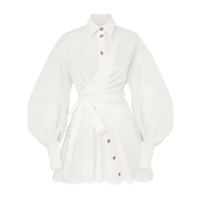 Zimmermann Rebellion Poplin Mini Dress - 8 / White - Dresses