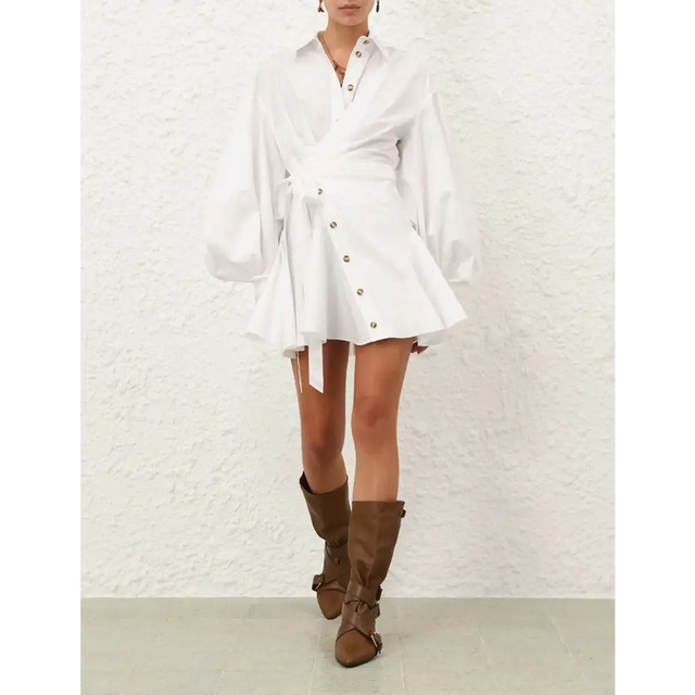 Zimmermann Rebellion Poplin Mini Dress - 8 / White - Dresses