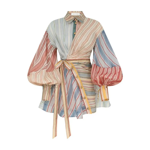 Zimmermann Rebellion Striped Mini Dress in Spliced Stripes - Dresses