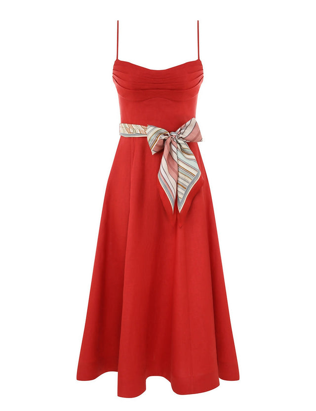 Zimmermann Rebellion Tuck Midi Dress in Red - 12 / Red - Dresses