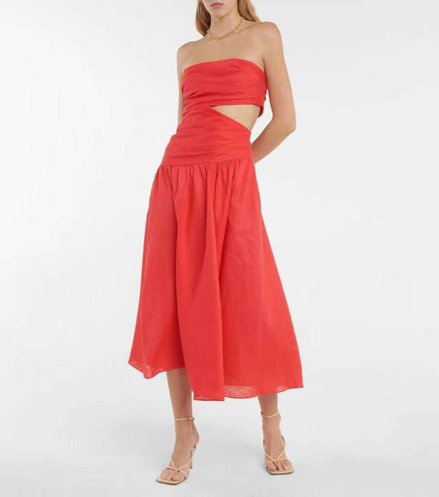 Zimmermann Red Lyre Strapless Dress - 4 / Red - Dresses