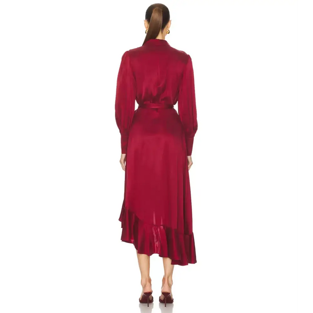 Zimmermann Silk Wrap Midi Dress in Burgundy Size 8 - 8 / Red - Dresses