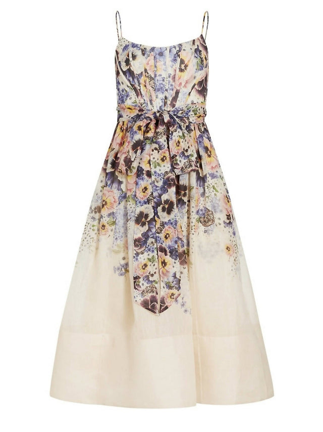 Zimmermann - Zimmermann Tama Corset Midi Dress in Purple Pansy