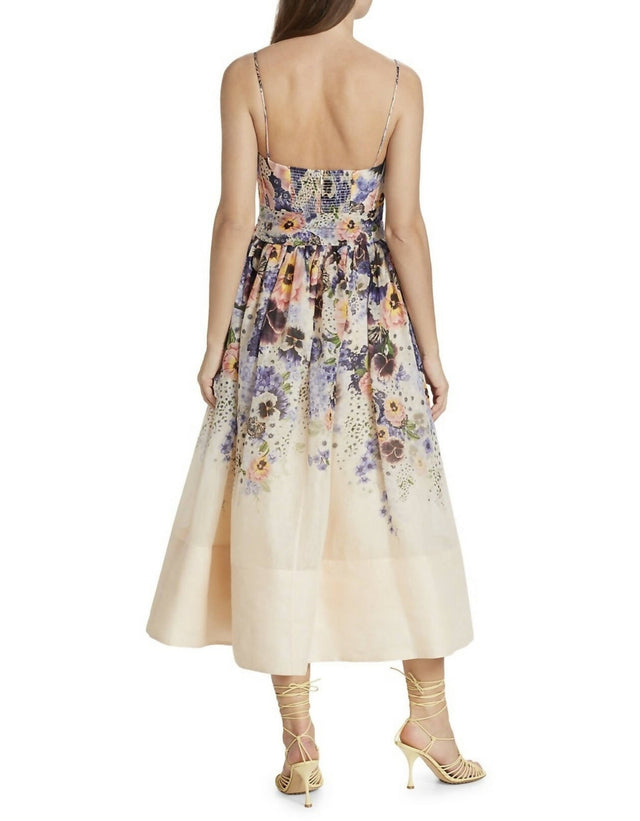 Zimmermann - Zimmermann Tama Corset Midi Dress in Purple Pansy