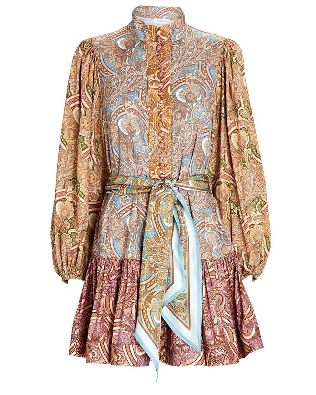 Zimmermann Tempo Spliced Paisley Mini Dress Multi Size AU 8 - Dresses