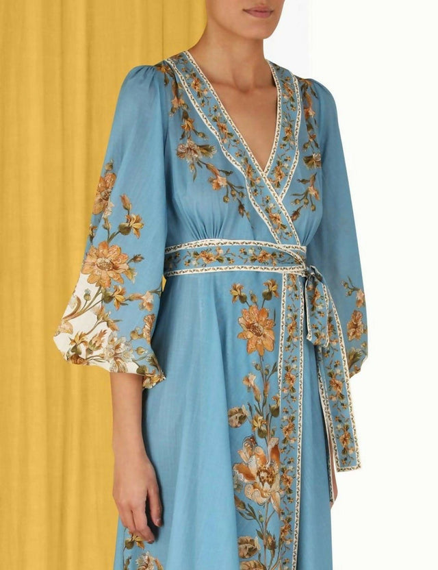 ZimmermannTheChintzWrapMidiDressinBlueDaisyFloralCLOSE
