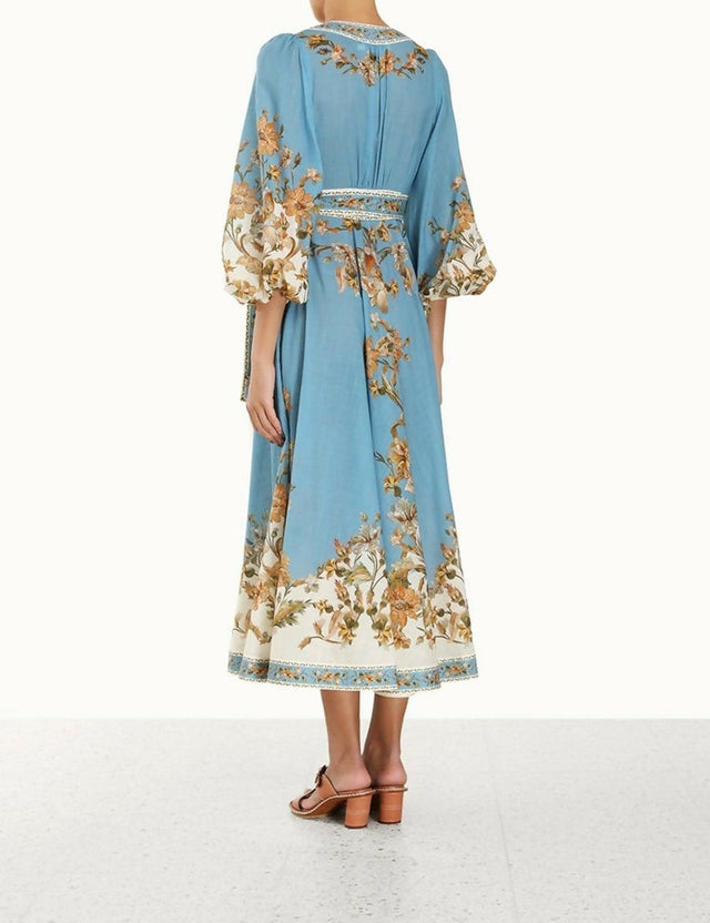ZimmermannTheChintzWrapMidiDressinBlueDaisyFloralBACK