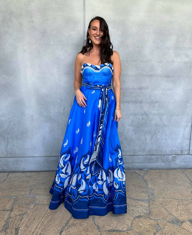 Zimmermann - Zimmermann The High Tide Eyelet Maxi Dress in Blue Sailboats