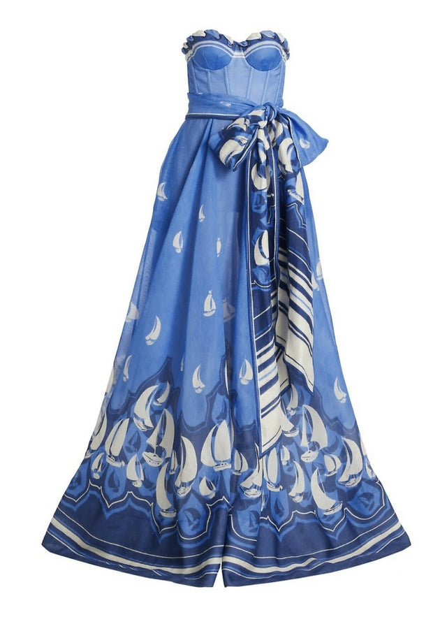 Zimmermann - Zimmermann The High Tide Eyelet Maxi Dress in Blue Sailboats