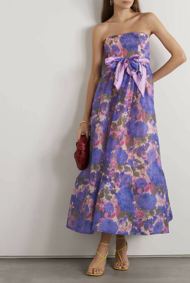 Nikki H - Zimmermann The High Tide Strapless Dress in Purple Ikat Floral
