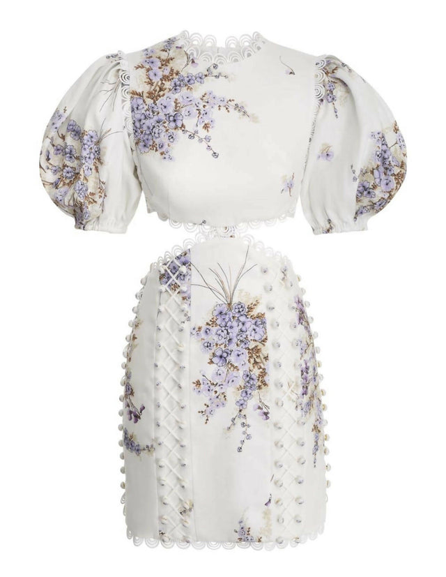 Zimmermann - Zimmermann The Jude Cut Out Mini Dress in Mini Lilac Flora