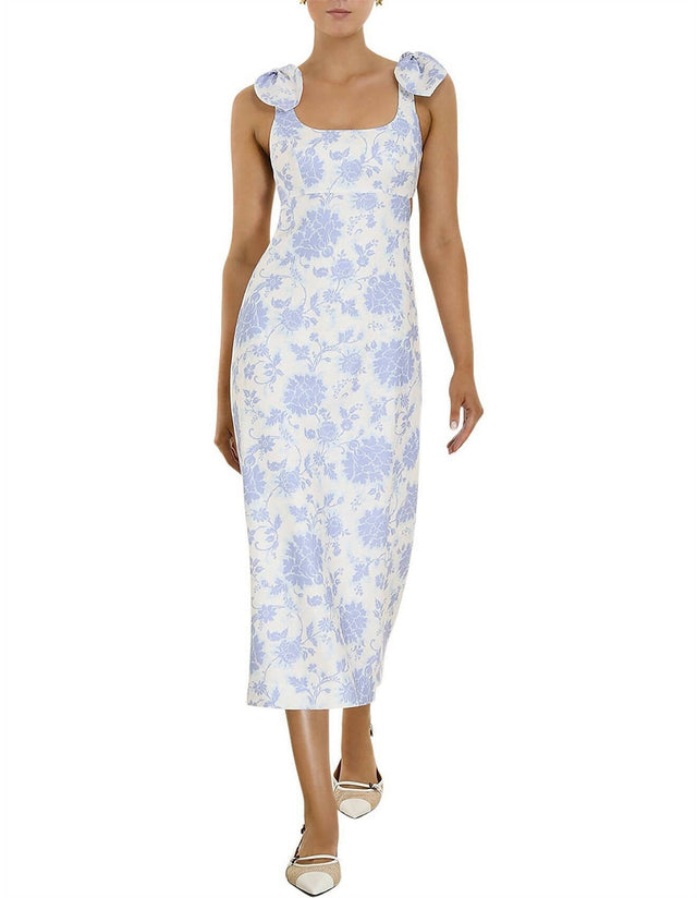 Zimmermann - Zimmermann The Postcard Tie Shoulder Midi in Blue Tonal Floral