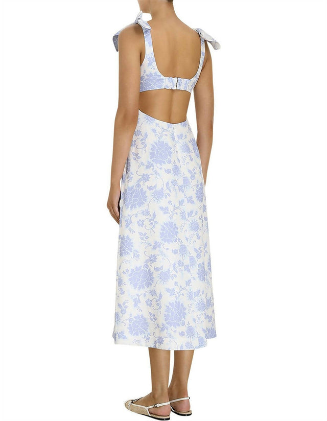 Zimmermann - Zimmermann The Postcard Tie Shoulder Midi in Blue Tonal Floral