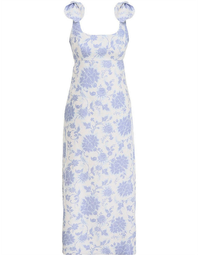 Zimmermann - Zimmermann The Postcard Tie Shoulder Midi in Blue Tonal Floral
