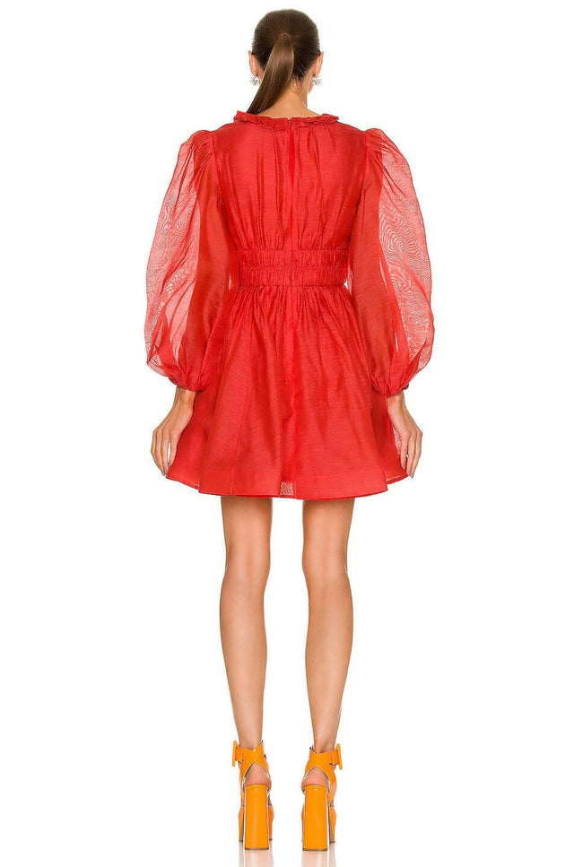 Zimmermann - Zimmermann The Prima Frill V Neck Mini in Tomato