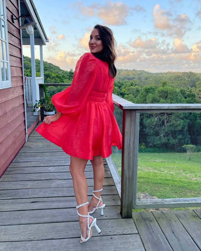 Zimmermann - Zimmermann The Prima Frill V Neck Mini in Tomato