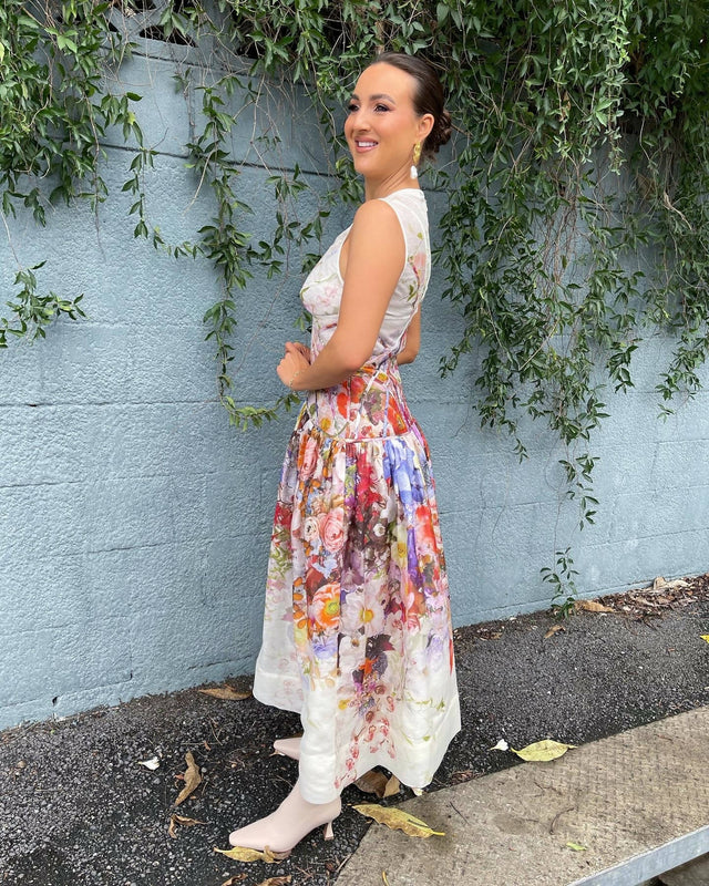 Zimmermann - Zimmermann The Prima Panelled Midi Dress in Multi Floral