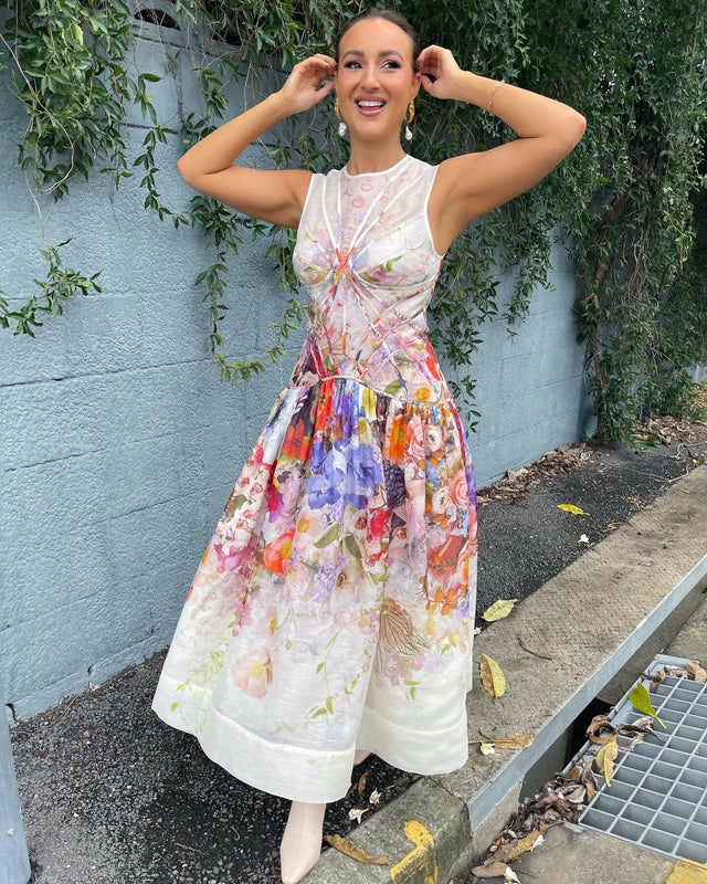 Zimmermann - Zimmermann The Prima Panelled Midi Dress in Multi Floral