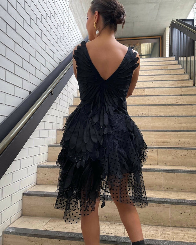 Zimmermann - Zimmermann The Rhythmic Fluted Mini Dress in Black