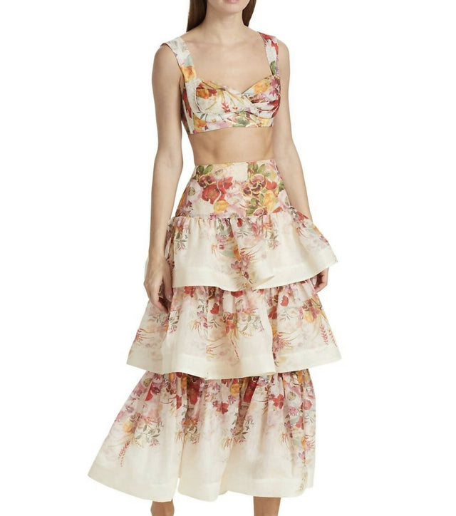 Zimmermann - Zimmermann The Wonderland Bralette and Tiered Skirt in Elka Poppy Ivory