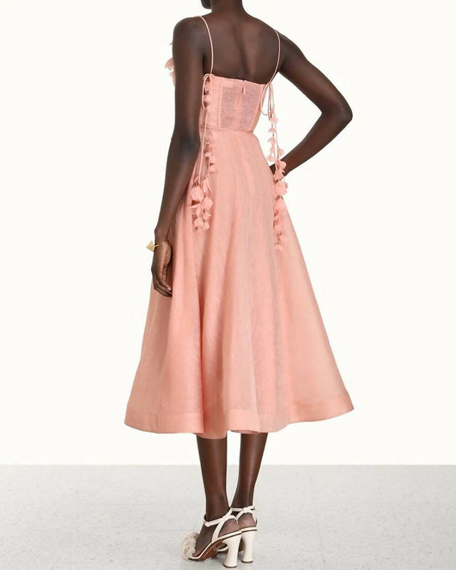 Zimmermann - Zimmermann The Wonderland Midi Corset Dress in Dusty Pink