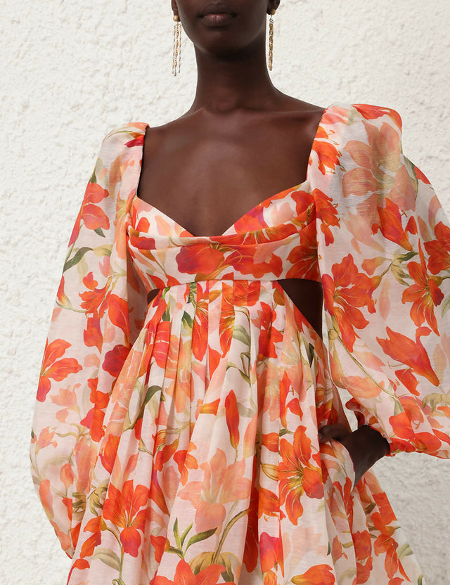 Zimmermann Tranquillity Bralette Mini in Red Lily - 10 / Floral - Dresses