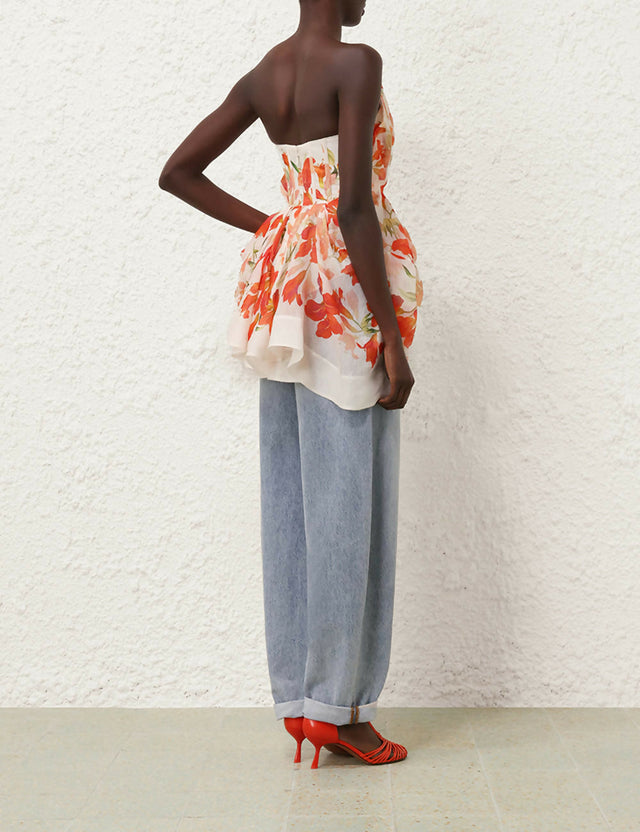 Zimmermann Tranquillity Draped Bodice in Red Lily - Dresses