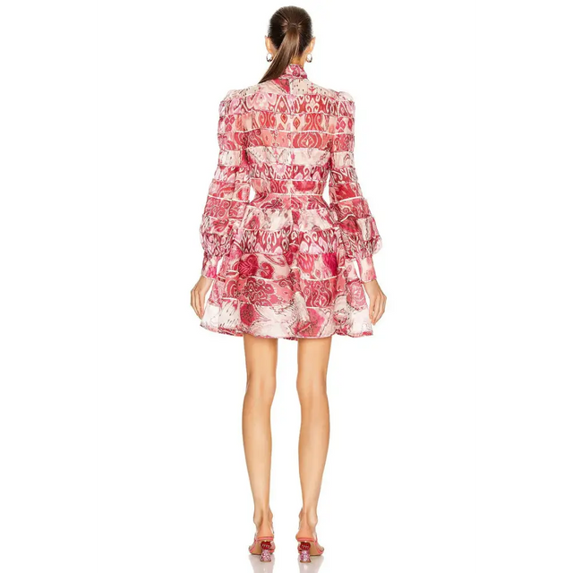 Zimmermann Wavelength Spliced Mini Dress Pink - 10 / Multi - Dresses