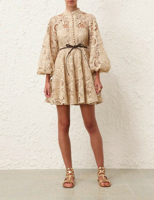 Zimmermann Waverly Lace Mini Dress - 10 / Nude - Dresses