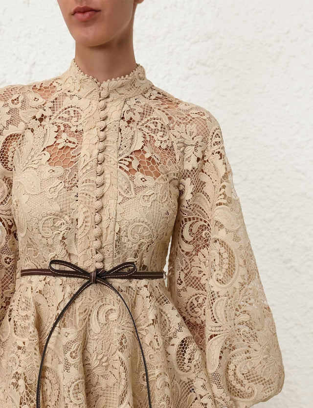 Zimmermann Waverly Lace Mini Dress - 10 / Nude - Dresses