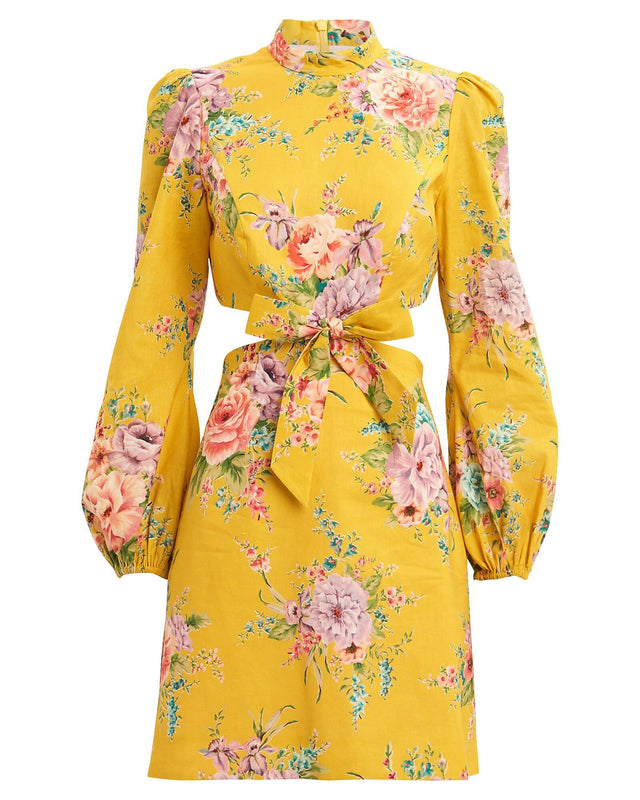 Zimmermann Zinnia Bow Cutout Dress Yellow - Dresses