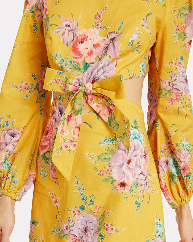 Zimmermann Zinnia Bow Cutout Dress Yellow - Dresses