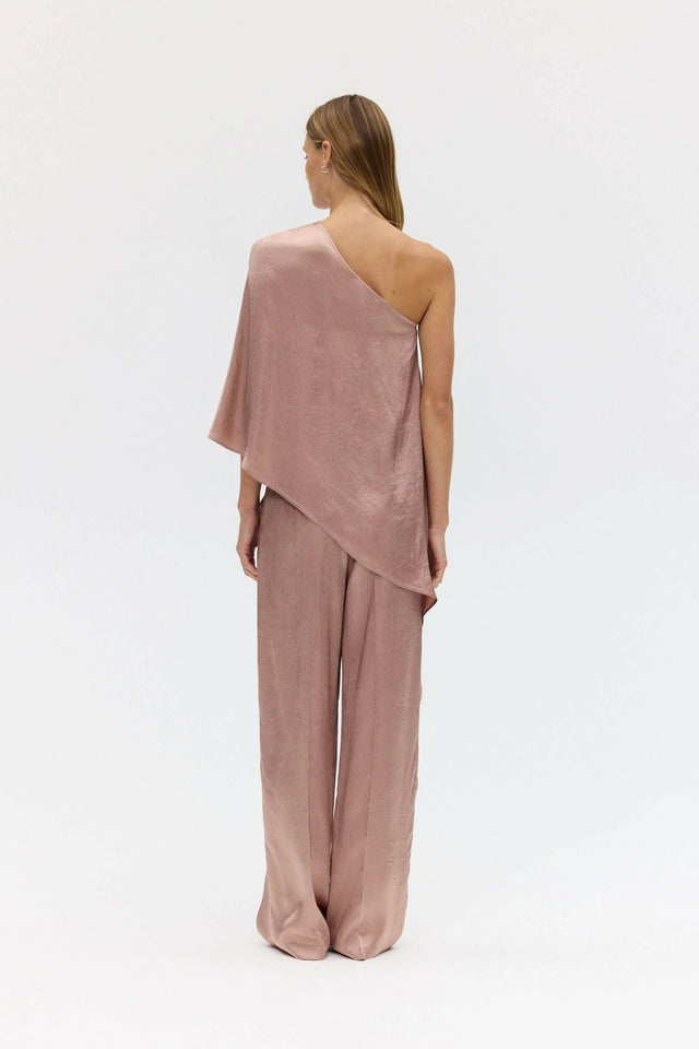 Third Form Crush One Shoulder Cape and Tailored Trouser - Dust