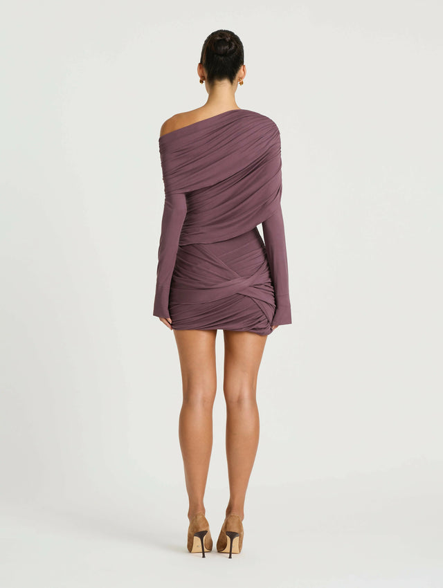 Benni Otto Long Sleeved Mini Dress in Plum