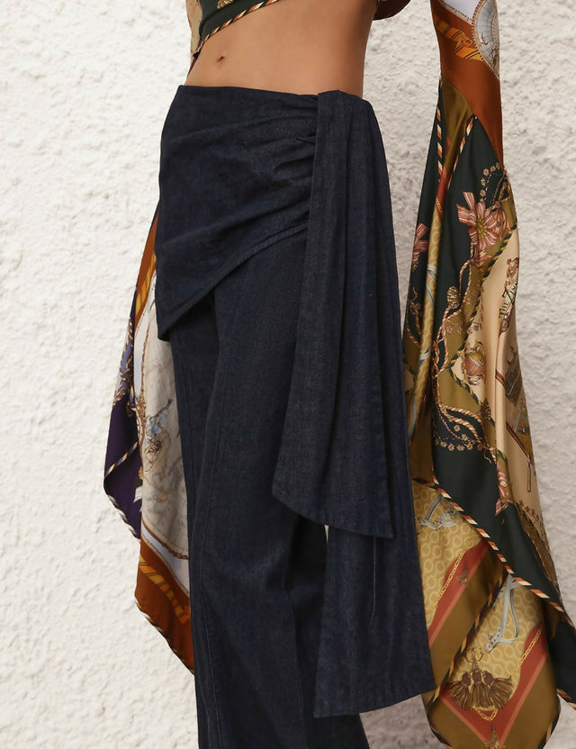 ZIMMERMANN Valiant Draped Denim Flare in Night Sky