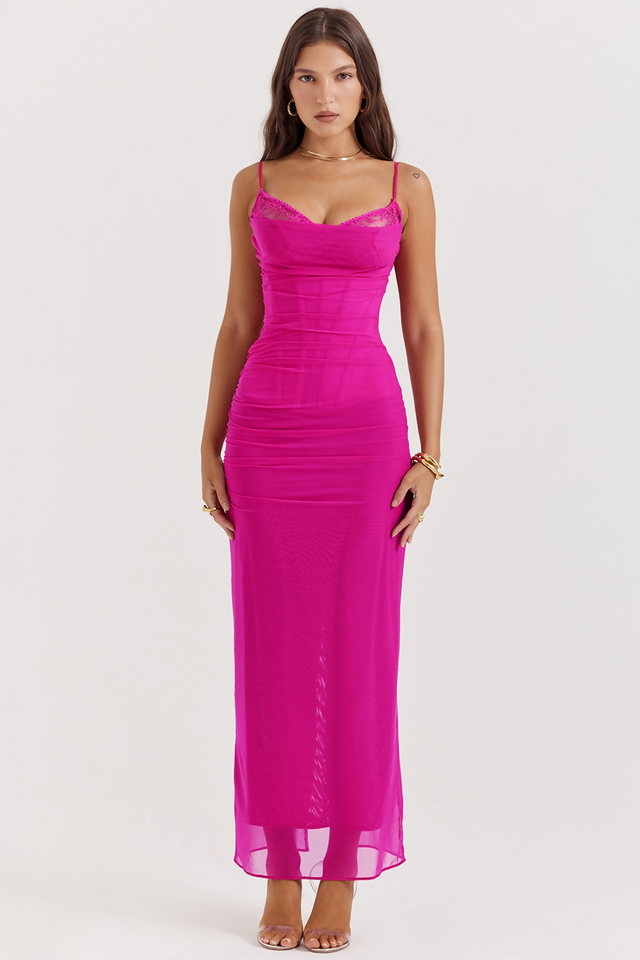 House of CB Oliviera Nalini Maxi Dress Fuchsia