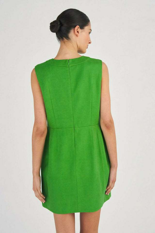Oroton Bow Mini Dress in Green