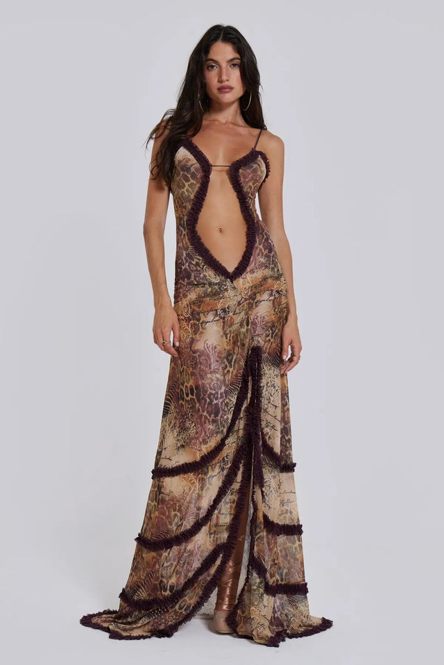 Jaded London Fatale Maxi Dress in Sunrose