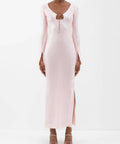 16arlington Solaria Keyhole-Neck Sequinned-Tulle Maxi Dress - 6 / Pink - Dresses