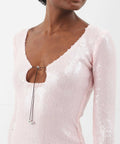 16arlington Solaria Keyhole-Neck Sequinned-Tulle Maxi Dress - 6 / Pink - Dresses