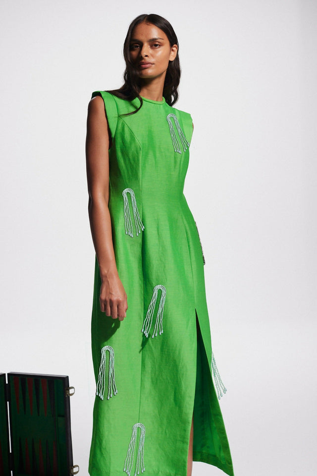 Alemais Dazzle Midi Dress Green Size AU 16