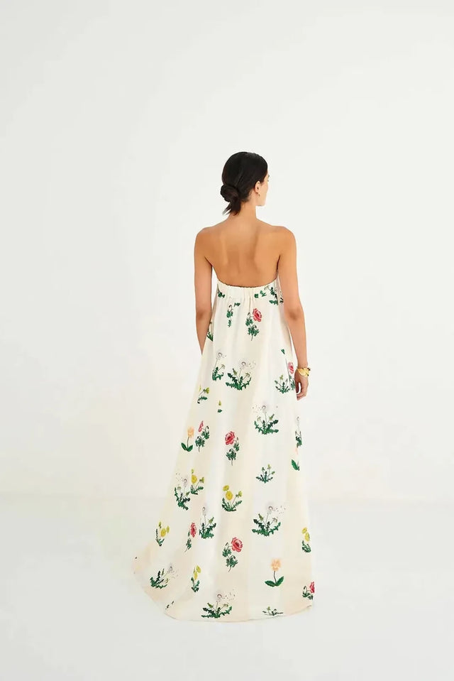 Oroton Poppy Print Gown Cream Floral