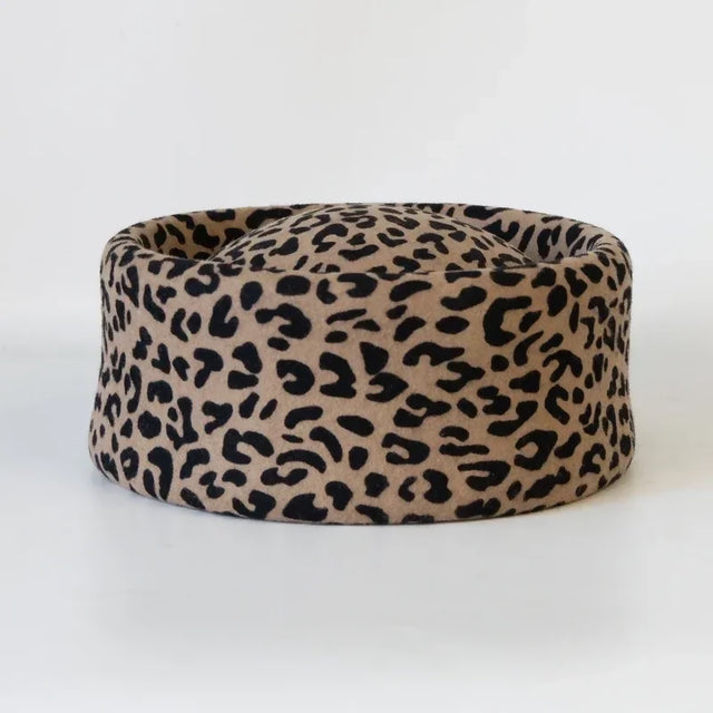 The Luxe Closet Australia Wool Pillbox - Leopard Print