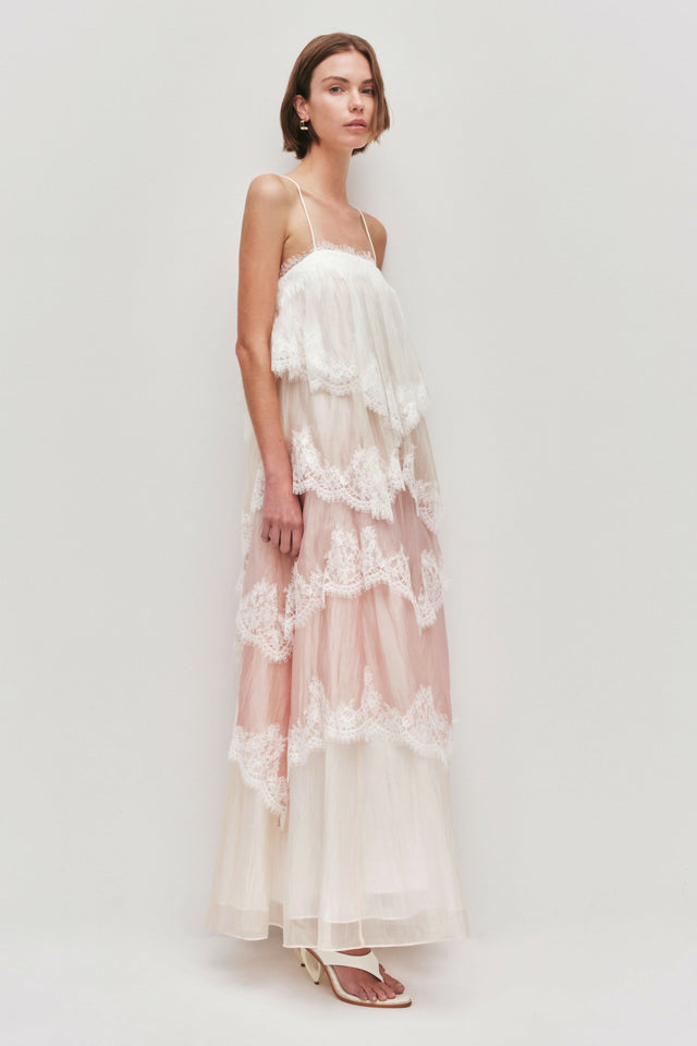 Aje Ophelia Lace Gown White Multicolour Size 12